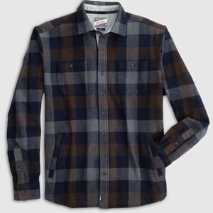 johnnie-O Navy and Brown Plaid boys Shirt Jacket, size 14